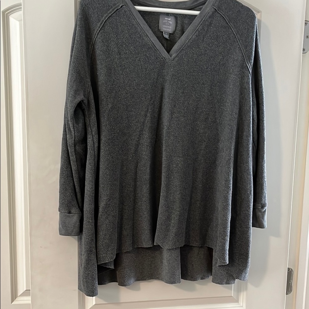 Aerie Gray V-Neck Jersey Top